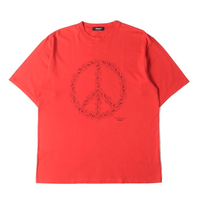UNDERCOVER アンダーカバー Tシャツ サイズ:5 / 22SS ベア ピースマーク クルーネック Tシャツ (TEE PEASE BEAR) / レッド / トップス カットソー 半袖【メンズ】【中古】【美品】【K4513】