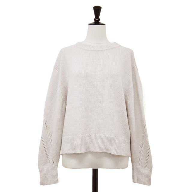 theory luxe セオリーリュクス ニット ベージュ サイズ:38(M) / 25春夏 クルーネック コンパクト ニット / BROOME/ SYNO 長袖 ショート丈 アイレットステッチ / トップス セーター【レディース】【中古】【K4513】