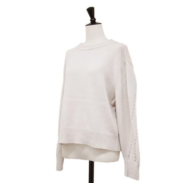 theory luxe セオリーリュクス ニット ベージュ サイズ:38(M) / 25春夏 クルーネック コンパクト ニット / BROOME/ SYNO 長袖 ショート丈 アイレットステッチ / トップス セーター【レディース】【中古】【K4513】_2