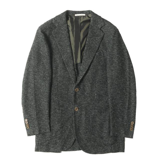 De Petrillo デ ペトリロ ジャケット サイズ:46 / ネップ混 リネン ツイード 2B テーラード ジャケット (TS18113R) / グリーン系 / イタリア製 / アウター ブレザー 上着【メンズ】【中古】【美品】【K4514】