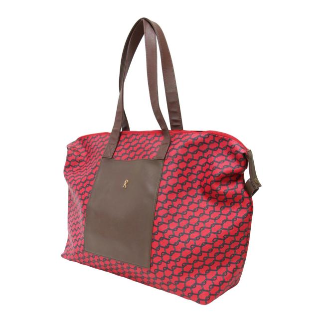 Roberta di Camerino ロベルタ ディ カメリーノ バッグ レッド ブラウン / 総柄 レザー トート ハンドバッグ / トラベルバッグ 肩掛け / アメリカ製 / ブランド カバン 【レディース】【中古】【K4514】