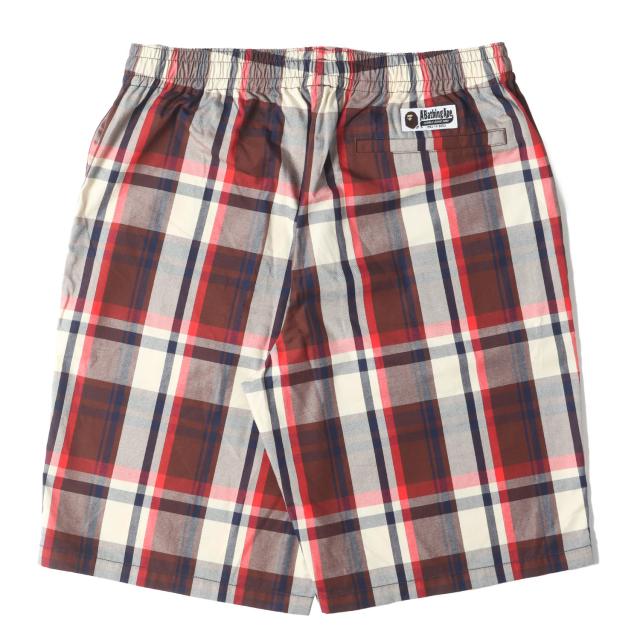 A BATHING APE ア ベイシング エイプ パンツ サイズ:XL / ラブジェネチェック イージーショーツ / レッド ブラウン / ボトムス ショートパンツ【メンズ】【中古】【美品】【K4520】_1