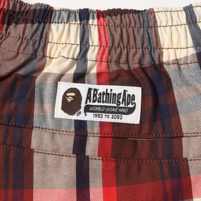 A BATHING APE ア ベイシング エイプ パンツ サイズ:XL / ラブジェネチェック イージーショーツ / レッド ブラウン / ボトムス ショートパンツ【メンズ】【中古】【美品】【K4520】_2