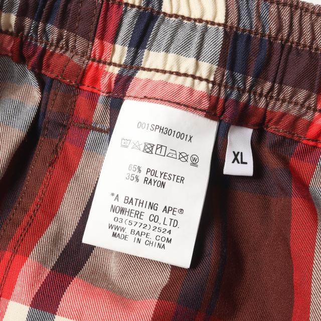 A BATHING APE ア ベイシング エイプ パンツ サイズ:XL / ラブジェネチェック イージーショーツ / レッド ブラウン / ボトムス ショートパンツ【メンズ】【中古】【美品】【K4520】_3