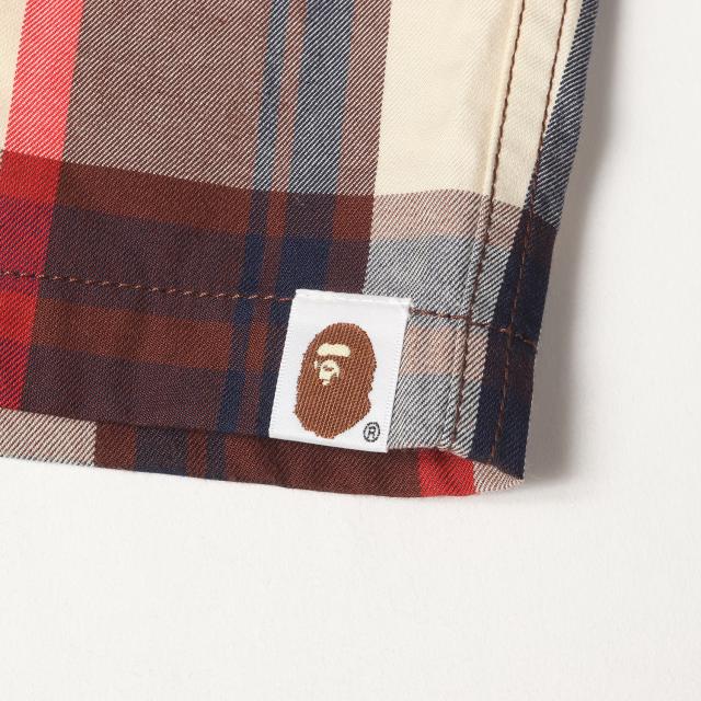 A BATHING APE ア ベイシング エイプ パンツ サイズ:XL / ラブジェネチェック イージーショーツ / レッド ブラウン / ボトムス ショートパンツ【メンズ】【中古】【美品】【K4520】_5
