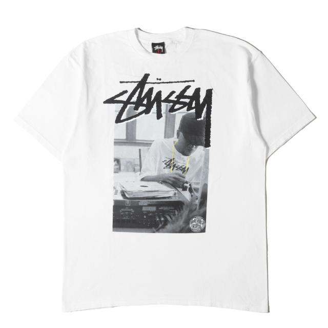 STUSSY ステューシー Tシャツ サイズ:L / J Dilla Stones Throw Records フォト プリント クルーネック Tシャツ / ホワイト 白 / トップス カットソー 半袖 / コラボ【メンズ】【中古】【K4521】