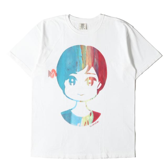 SHANTII シャンティー Tシャツ サイズ:L / Conix KYNE イラスト グラフィック クルーネック Tシャツ / ホワイト 白 / トップス カットソー 半袖 / コラボ【メンズ】【中古】【K4521】