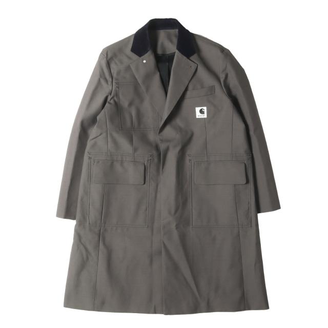 Sacai サカイ コート サイズ:1 / 24SS Carhartt WIP リバーシブル ダックキャンバス チェスター フィールド コート (Suiting Bonding Coat 24-03386M) / ブラック トープ / 日本製 / アウター ジャケット 上着【メンズ】【中古】【新品同様】【K4522】