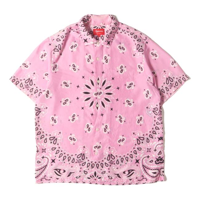 Supreme シュプリーム シャツ ピンク サイズ:M | 21SS バンダナ柄 シルク 半袖シャツ (Bandana Silk S/S Shirt) | トップス カジュアルシャツ【メンズ】【中古】【K4538】