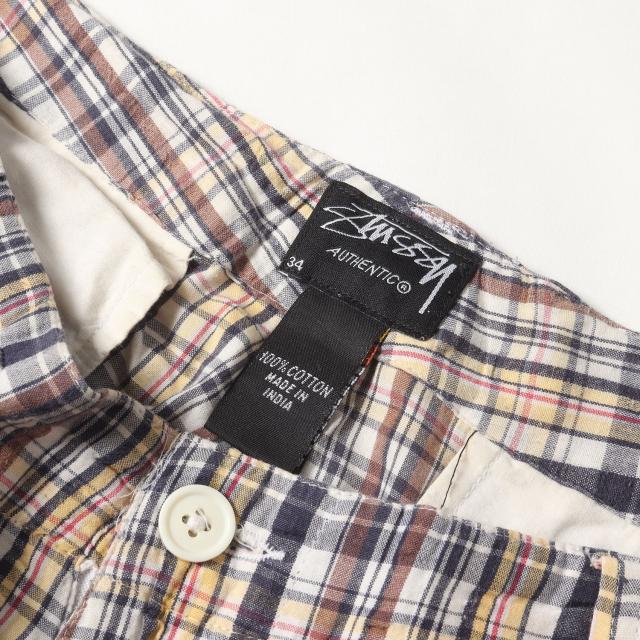 STUSSY ステューシー パンツ イエロー ネイビー サイズ:34 | 00s マドラスチェック カーゴ ショーツ | 00年代 アーカイブ | ボトムス ショートパンツ【メンズ】【中古】【K4538】 STUSSY ステューシー パンツ イエロー ネイビー サイズ:34 | 00s
