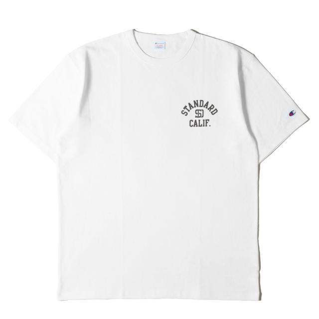 STANDARD CALIFORNIA スタンダードカリフォルニア Tシャツ ホワイト 白 サイズ:XL | 25SS Champion ロゴ ヘビーウェイト バインダーネック Tシャツ (Champion for SD Exclusive Heavyweight Logo T) | トップス カットソー 半袖 | コラボ【メンズ】【中古】【美品】【K4529】