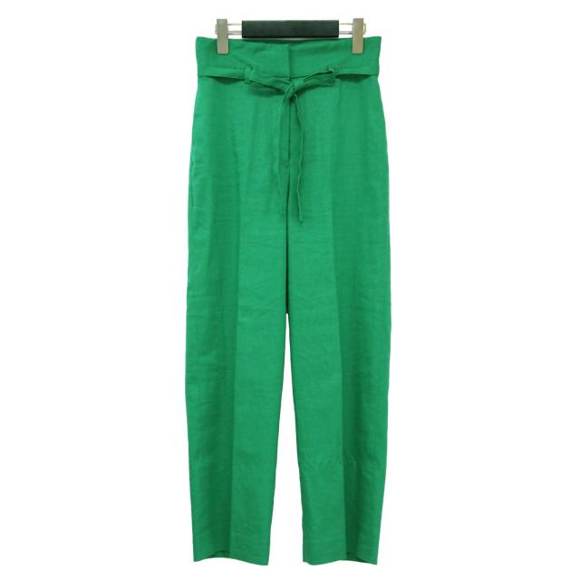 TOMORROWLAND collection トゥモローランド パンツ グリーン サイズ:34(7号) | 22春夏 ワンダーリネン ストレッチ ハイウエスト テーパードパンツ / スラックス | ストレート センタープレス | 日本製 | ボトムス ズボン【レディース】【中古】【K4529】