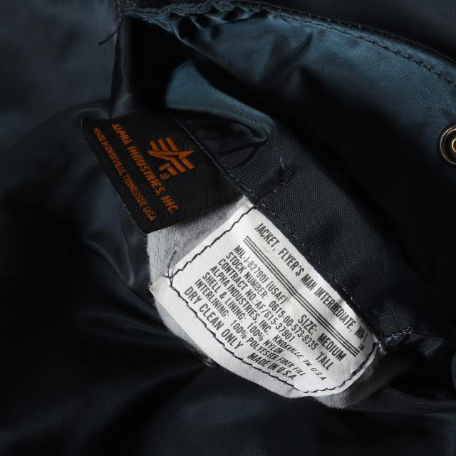 GOOD ENOUGH グッドイナフ ジャケット サイズ:M 00s ELECTRIC COTTAGE F.C.Real Bristol ALPHA 袖ニット カスタム MA-1 フライトジャケット (2000年モデル) ネイビー 紺 アウター ブルゾン 上着 コラボ【メンズ】【中古】【K4267】