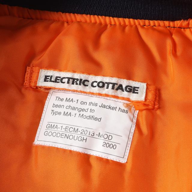 GOOD ENOUGH グッドイナフ ジャケット サイズ:M 00s ELECTRIC COTTAGE F.C.Real Bristol ALPHA 袖ニット カスタム MA-1 フライトジャケット (2000年モデル) ネイビー 紺 アウター ブルゾン 上着 コラボ【メンズ】【中古】【K4267】
