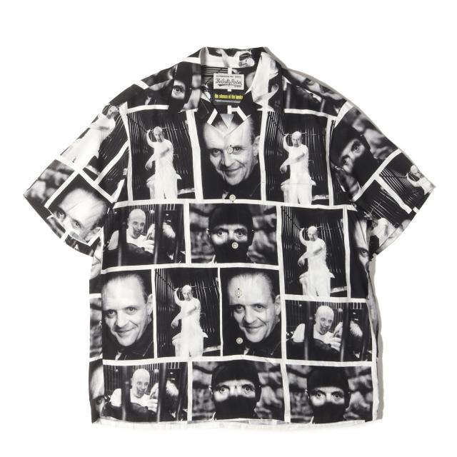 WACKO MARIA ワコマリア シャツ ブラック 黒 サイズ:M | 21SS 羊たちの沈黙 レクター博士 レーヨン ハワイアンシャツ (S/S HAWAIIAN SHIRT) | トップス アロハシャツ カジュアルシャツ | コラボ【メンズ】【中古】【美品】【K4530】