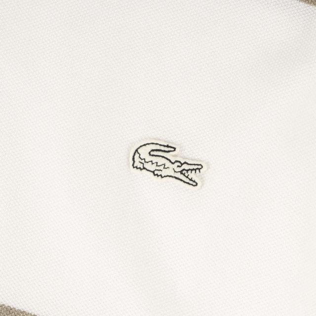 LACOSTE ラコステ ポロシャツ ヘザーブラウン ホワイト サイズ:US M | ワイドボーダー ワニ 刺繍 鹿の子 ポロシャツ (PH997LJ) | CLASSIC FIT | トップス 半袖【メンズ】【中古】【美品】【K4531】_3