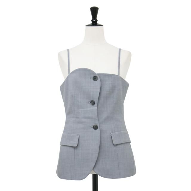 LE CIEL BLEU ルシェルブルー ビスチェ グレー サイズ:36(S) | 24春夏 ウェーブフロント ビスチェ | Wave Front Bustier | キャミソール ウール | 日本製 | トップス【レディース】【中古】【美品】【K4531】