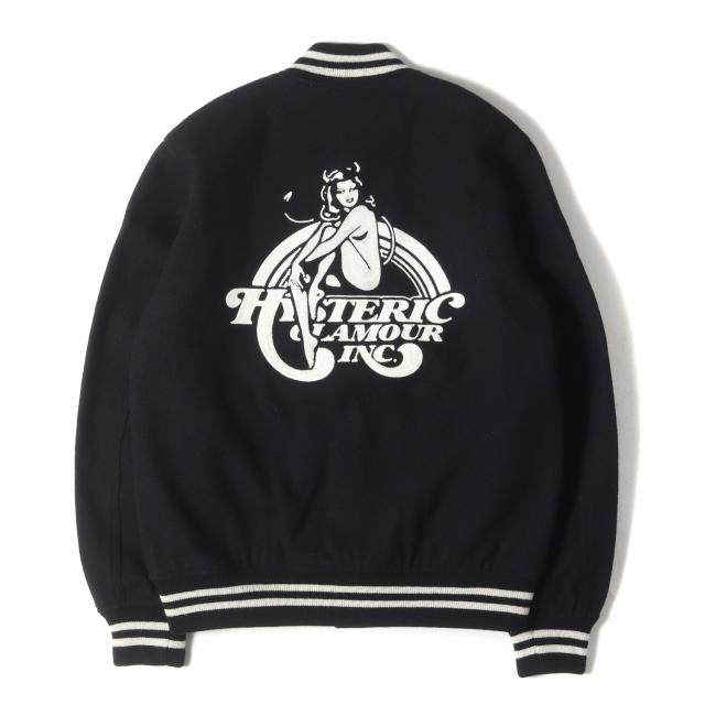 HYSTERIC GLAMOUR ヒステリックグラマー ジャケット サイズ:S HYSTERIC INC 刺繍 メルトン スタジャン (02183AB11) ブラック 黒 アウター ブルゾン ジャンパー 上着【メンズ】【中古】【K4271】