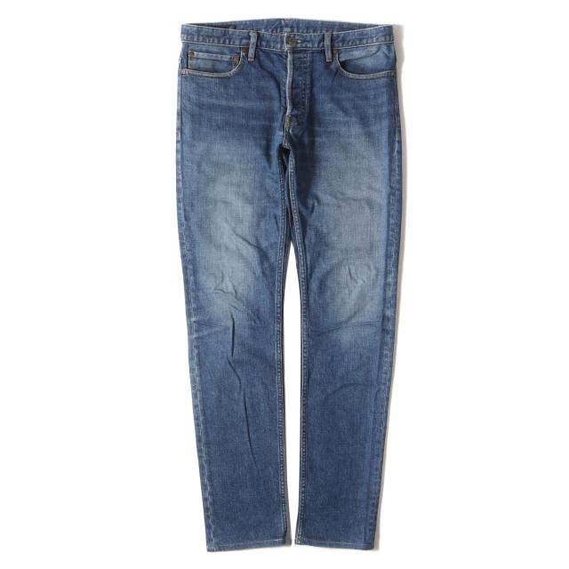 MINEDENIM マインデニム パンツ サイズ:10(32インチ相当) USED ウォッシュ 加工 スーパー スリム ストレッチ デニムパンツ (S.Slim STR 5pocket) インディゴ 日本製 ボトムス ジーンズ ジーパン【メンズ】【中古】【K4274】