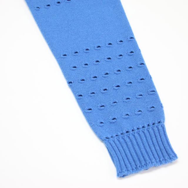 VERSACE ヴェルサーチ ニット ブルー サイズ:38(XS) | ウール 透かし編み ワイド ニット | プルオーバー ショート丈 クルーネック 長袖 | イタリア製 | トップス セーター【レディース】【中古】【K4534】 Versace 水色 クルーネックニット VERSACE ヴェルサーチ ニット ブルー