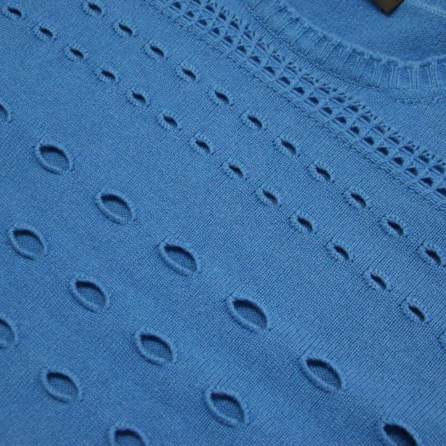 VERSACE ヴェルサーチ ニット ブルー サイズ:38(XS) | ウール 透かし