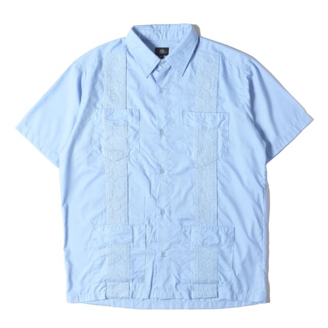 HARD LUCK ハードラック シャツ ライトブルー サイズ:M | ペイズリー刺繍 キューバシャツ | トップス カジュアルシャツ 半袖【メンズ】【中古】【美品】【K4535】