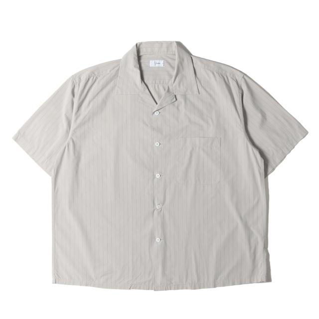 Yuan ユアン シャツ ベージュ サイズ:S/M | ピンストライプ オーバーサイズ オープンカラー 半袖シャツ | トップス カジュアルシャツ【メンズ】【中古】【K4535】