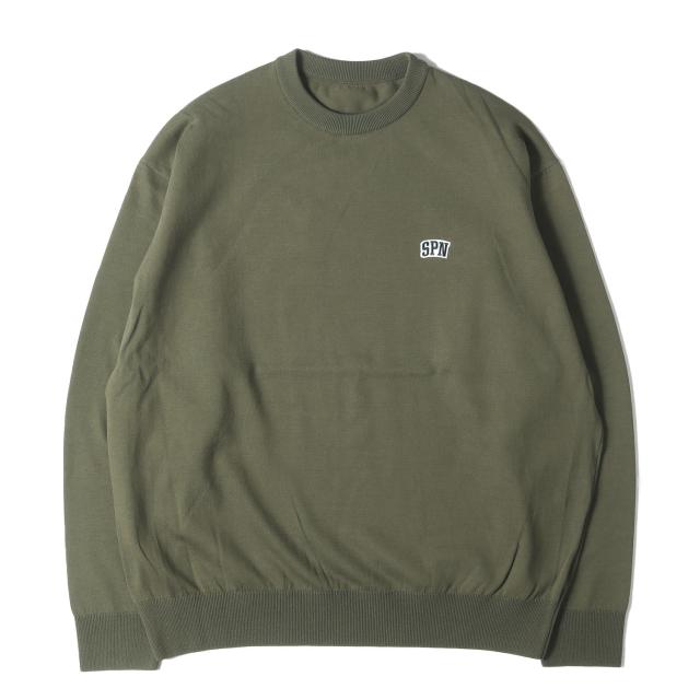 SOPHNET ソフネット ニット カーキ サイズ:L | 25SS ワッペン付き クルーネック コットンニット (SPN WAPPEN CREWNECK KNIT) | トップス セーター【メンズ】【K4541】