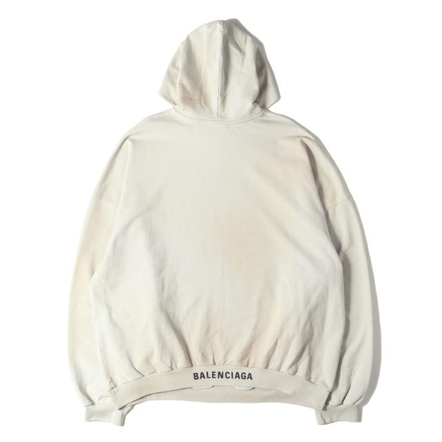 BALENCIAGA バレンシアガ パーカー ベージュ サイズ:4 | 23SS ダスト加工 バックヘム ロゴ刺繍 ラージフィット スウェットパーカー (739024 TOVF3) | 裏毛 | トップス フーディー【メンズ】【中古】【美品】【K4541】_1