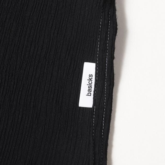 BASICKS ベイシックス シャツ ブラック 黒 サイズ:M | 24AW クレープ織り スタンドカラー シャツ (Crepe Stand Collar Shirt S2.5-0205) | トップス カジュアルシャツ 長袖【メンズ】【K4543】