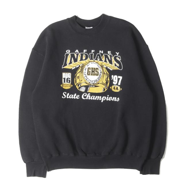 90s - 00s ヴィンテージ古着 スウェット ブラック 黒 サイズ:L | 90s INDIANS チャンピオンリング スウェットシャツ | FRUIT OF THE LOOM | 90年代 | トップス トレーナー【メンズ】【中古】【K4543】