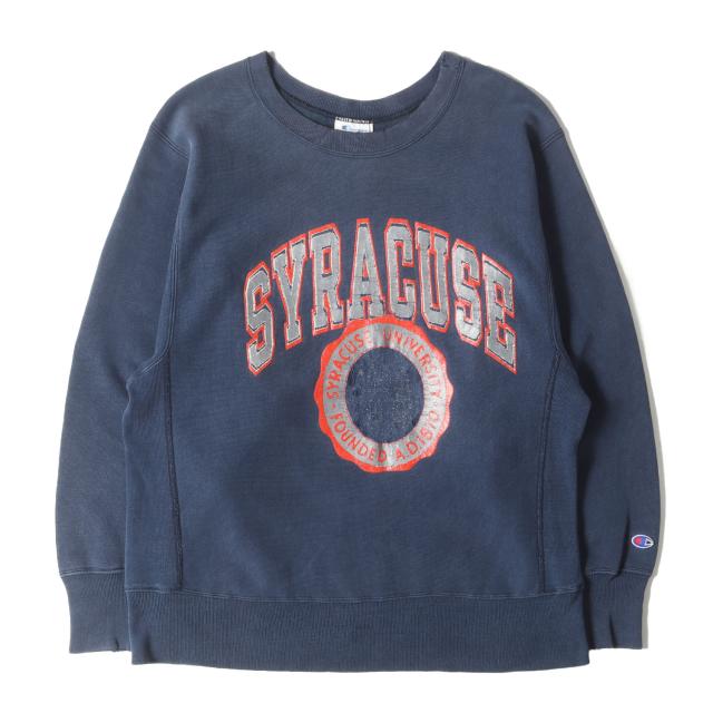 【雰囲気抜群 トリコタグ】Champion vintage チャンピオン ヴィンテージ スウェット サイズ:M | 80s カレッジロゴ リバースウィーブ スウェットシャツ | USA製 | シラキュース大学 | ネイビー | 80年代 古着 | トップス トレーナー【メンズ】【中古】【K4543】
