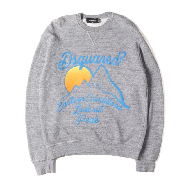 DSQUARED2 ディースクエアード スウェット ヘザーグレー サイズ:S | 22AW グラフィック ロゴ スウェットシャツ (S74GU0639 S25463) | 裏毛 | トップス トレーナー【メンズ】【中古】【K4543】
