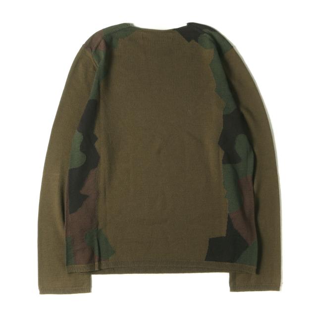 COMME des GARCONS SHIRT コムデギャルソン シャツ ニット カーキ サイズ:S | ジオメトリック ジャガード 変型カラー ハイゲージ ウール ニットセーター (S25507B) | MADE IN JAPAN | トップス【メンズ】【中古】【K4543】 COMME des GARCONS SHIRT コムデギャルソン シャツ ニット カーキ