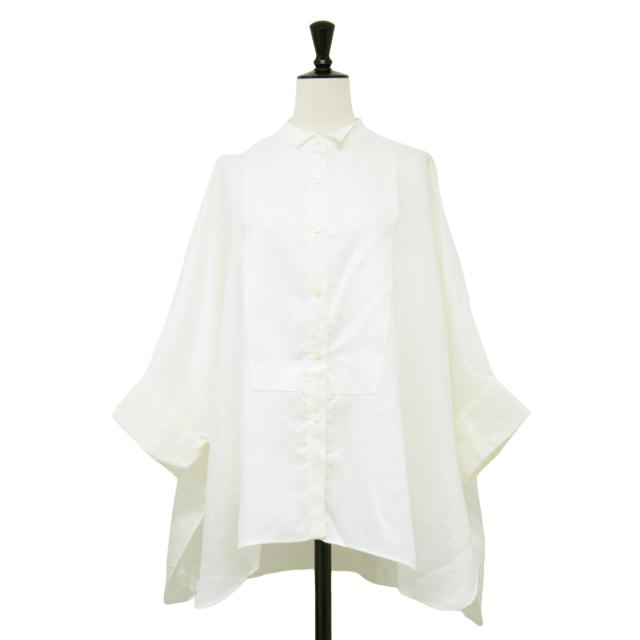 ebure エブール ブラウス アイボリー サイズ:38(M) | ラミー サテン ポンチョ ブラウス / シャツ | 長袖 7分袖 ワイド リネン | 日本製 | トップス【レディース】【中古】【K4543】