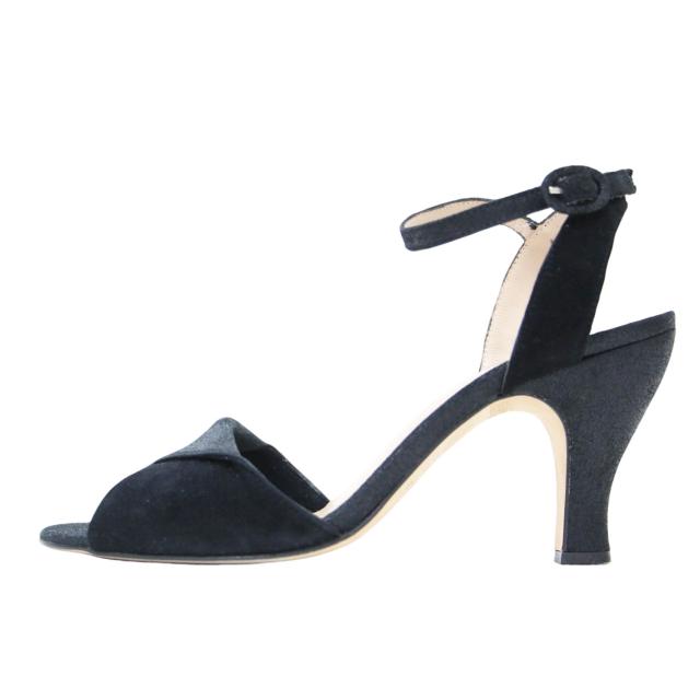 Repetto レペット サンダル ブラック 黒 サイズ:37(23.5cm) | オープントゥ スウェード ストラップ サンダル / ハイヒール | ベルト レザー | ブランド シューズ 靴【レディース】【中古】【K4544】