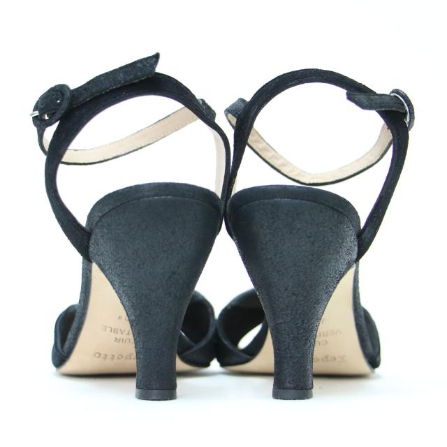 Repetto レペット サンダル ブラック 黒 サイズ:37(23.5cm) | オープントゥ スウェード ストラップ サンダル / ハイヒール | ベルト レザー | ブランド シューズ 靴【レディース】【中古】【K4544】