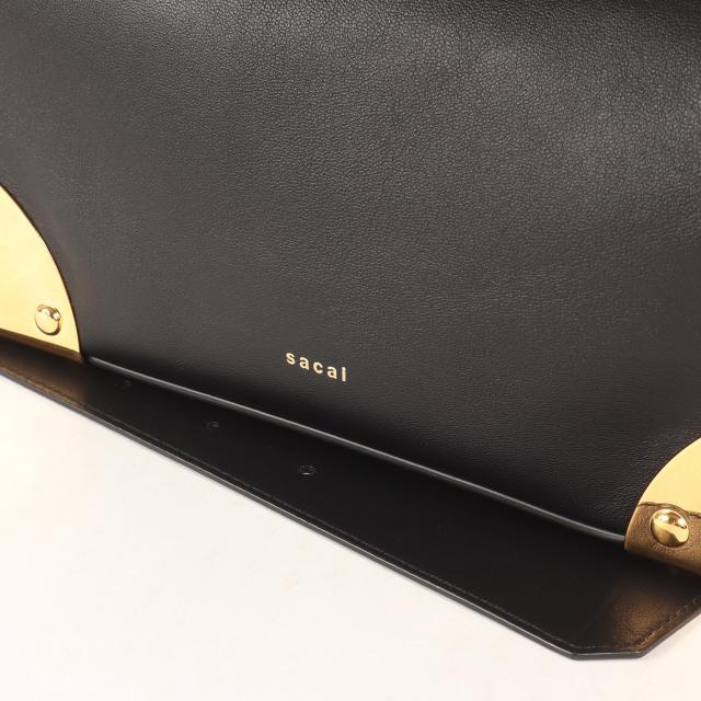 Sacai サカイ バッグ ブラック 黒 | 現行モデル ラムスキン コーナーメタル ショルダー バッグ (Corner Metal Shoulder Bag S155-01) | イタリア製 | ブランド カバン【メンズ】【中古】【K4566】_4
