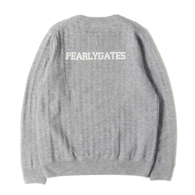 PEARLY GATES パーリー ゲイツ ニット ヘザーグレー サイズ:1(レディース) | 23AW ロゴ ワッペン 刺繍 ウール ニット セーター (055-3270152) | トップス 【メンズ】【中古】【美品】【K4547】
