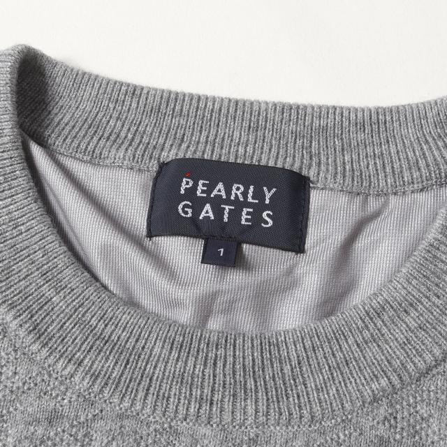 PEARLY GATES パーリー ゲイツ ニット ヘザーグレー サイズ:1(レディース) | 23AW ロゴ ワッペン 刺繍 ウール ニット セーター (055-3270152) | トップス 【メンズ】【中古】【美品】【K4547】