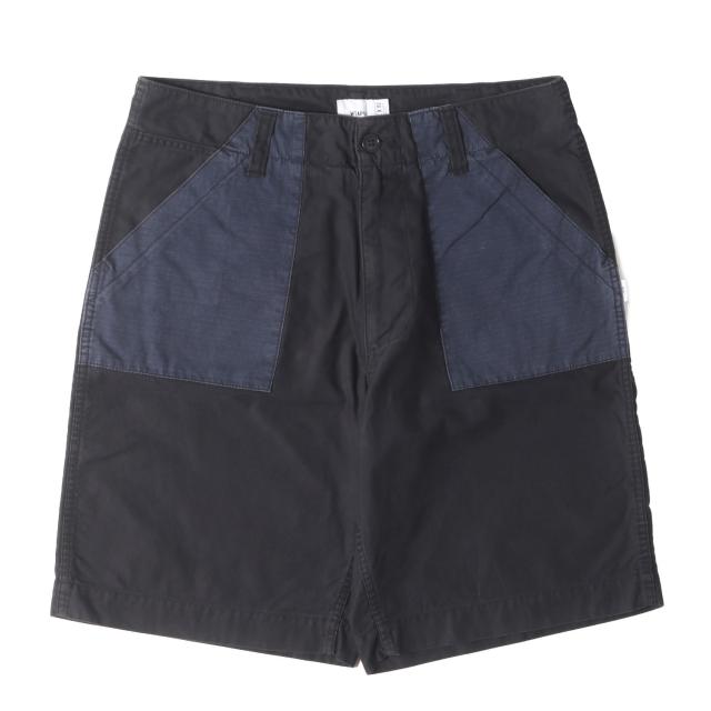 WTAPS ダブルタップス パンツ ブラック ネイビー 黒紺 サイズ:M | コットンサテン ミリタリー ショーツ (BUDS SHORTS) | ボトムス ショートパンツ【メンズ】【中古】【K4548】
