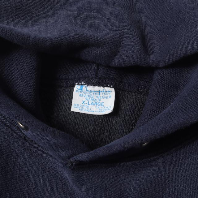 【希少 ビッグサイズ】Champion vintage チャンピオン ヴィンテージ パーカー ネイビー 紺 サイズ:XL | 70s 単色タグ 後期 リバースウィーブ スウェットパーカー | 70年代 古着 | トップス フーディー【メンズ】【中古】【K4550】_2
