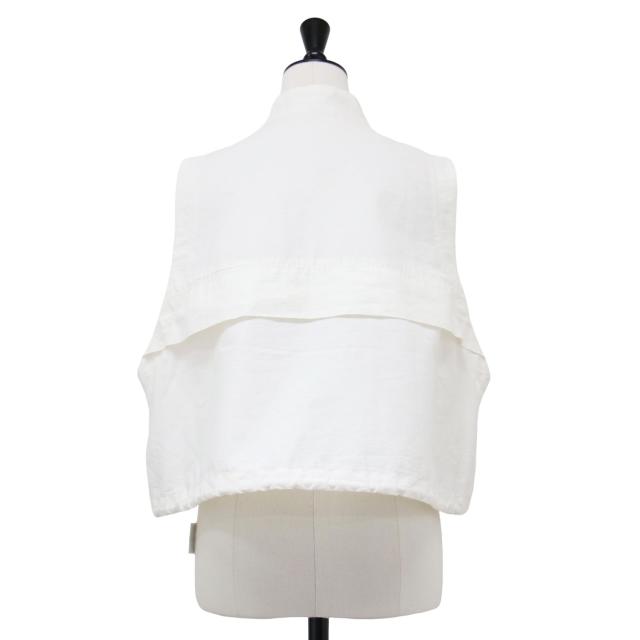 SACRA サクラ ベスト ホワイト 白 サイズ:38(M) | 24春夏 フロントファスナー クロップド ベスト | CO/PE TUMBLER FINISH GILET | ジレ ハイネック ドローコード コットン | 日本製 | トップス【レディース】【中古】【K4550】_1