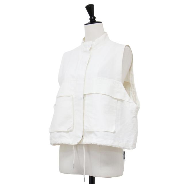 SACRA サクラ ベスト ホワイト 白 サイズ:38(M) | 24春夏 フロントファスナー クロップド ベスト | CO/PE TUMBLER FINISH GILET | ジレ ハイネック ドローコード コットン | 日本製 | トップス【レディース】【中古】【K4550】_2