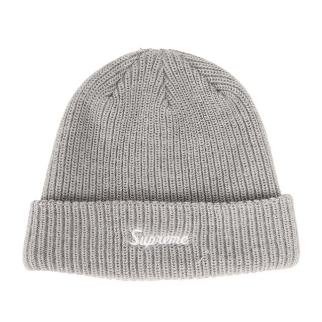 Supreme シュプリーム ビーニー グレー サイズ:FREE | スクリプトロゴ ルーズゲージ ビーニー (Loose Gauge Beanie) | ブランド 帽子 ニットキャップ【メンズ】【中古】【K4552】