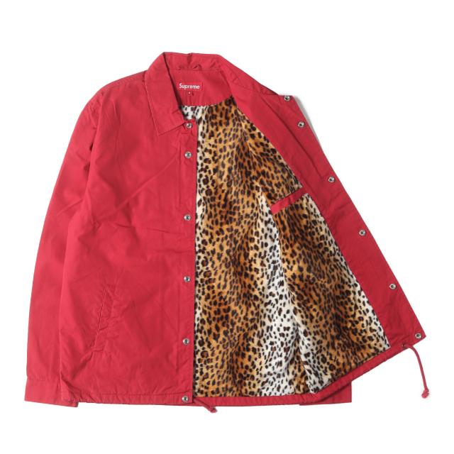 Supreme シュプリーム ジャケット レッド サイズ:M | 裏地レオパード柄 コットン コーチジャケット (Leopard Lined Coaches Jacket) | アウター ブルゾン 上着【メンズ】【中古】【K4552】 Supreme シュプリーム ジャケット レッド サイズ:M | 裏地レオパード柄