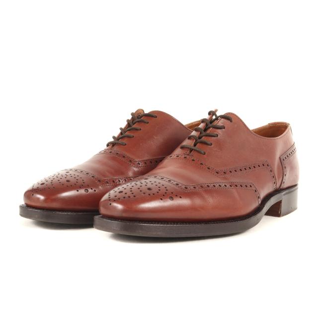 CROCKETT&JONES クロケット&ジョーンズ サイズ:6 1/2 E(25.0cm) | Paul Smith 別注 メダリオン スクエアトゥ チップ オックスフォード ドレス シューズ (B10718) | MADE IN ENGLAND | ブラウン | ブランド 革靴【メンズ】【中古】【K4552】