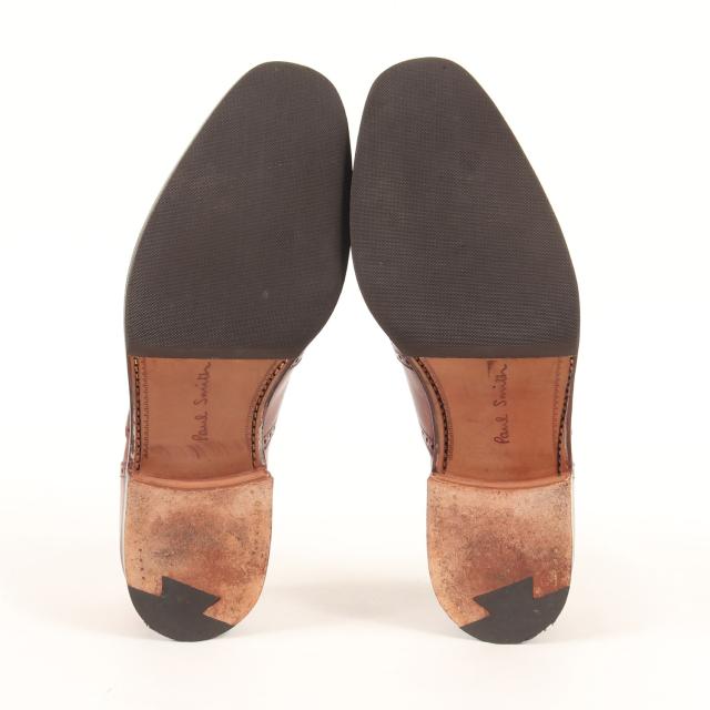 CROCKETT&JONES クロケット&ジョーンズ サイズ:6 1/2 E(25.0cm) | Paul Smith 別注 メダリオン スクエアトゥ チップ オックスフォード ドレス シューズ (B10718) | MADE IN ENGLAND | ブラウン | ブランド 革靴【メンズ】【中古】【K4552】