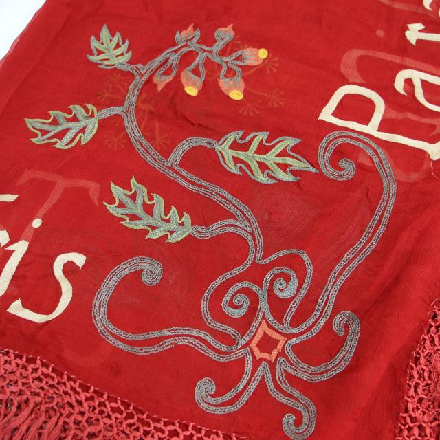 DRIES VAN NOTEN ドリスヴァンノッテン ストール レッド系 | ロゴ 刺繍