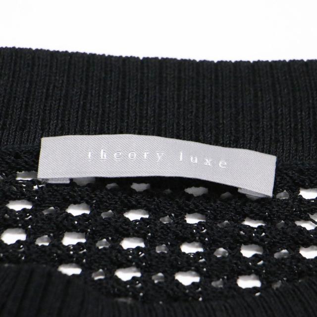 theory luxe セオリーリュクス ニット ブラック 黒 サイズ:S32(XXS) | 25春夏 透かし編み フレンチスリーブ ニット | Suffork Hella Sweater | プルオーバー クルーネック アイレット柄 シアー | トップス セーター【レディース】【中古】【K4552】_3